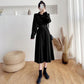 Spring Sweet Retro Bowknot Female Dress Temperament Was Thin Female Student Dress Korean Version of The Wild Mid-length A-line Skirt