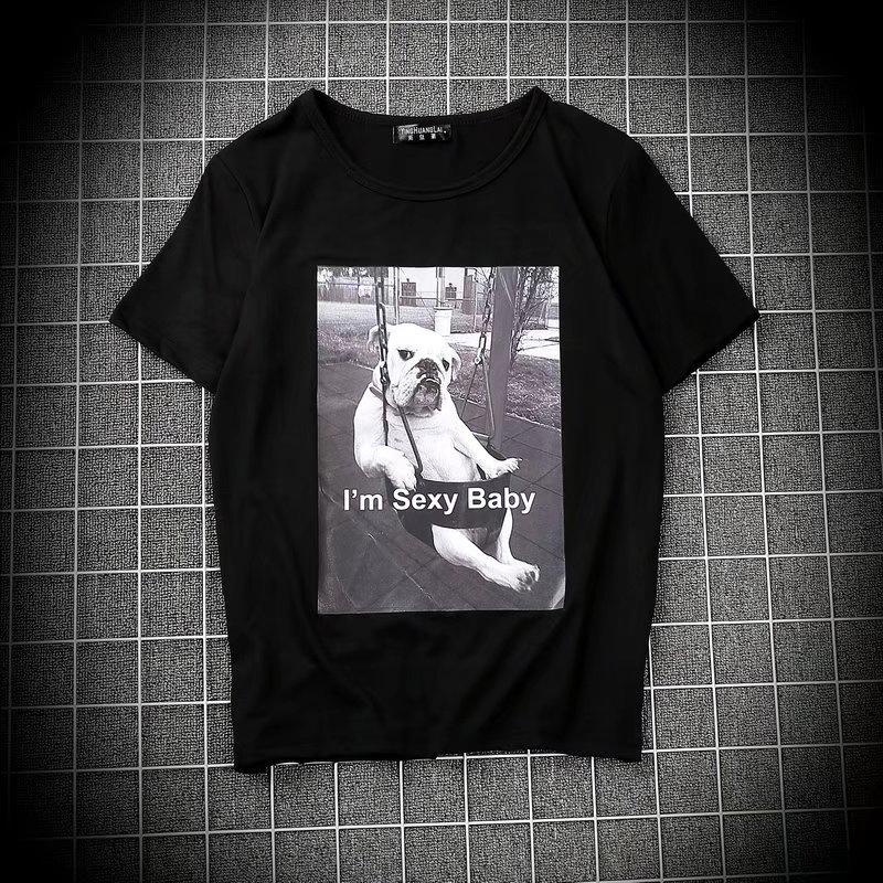 WTEMPO Summer Men Funny Creative Shar Pei T-shirts Short Sleeve Novel High Street Tshirt  Loose