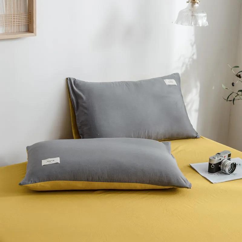 Washable Pillowcase Two Pack Pillowcase Household Adult Single Double Solid Color Bedroom Pillowcase