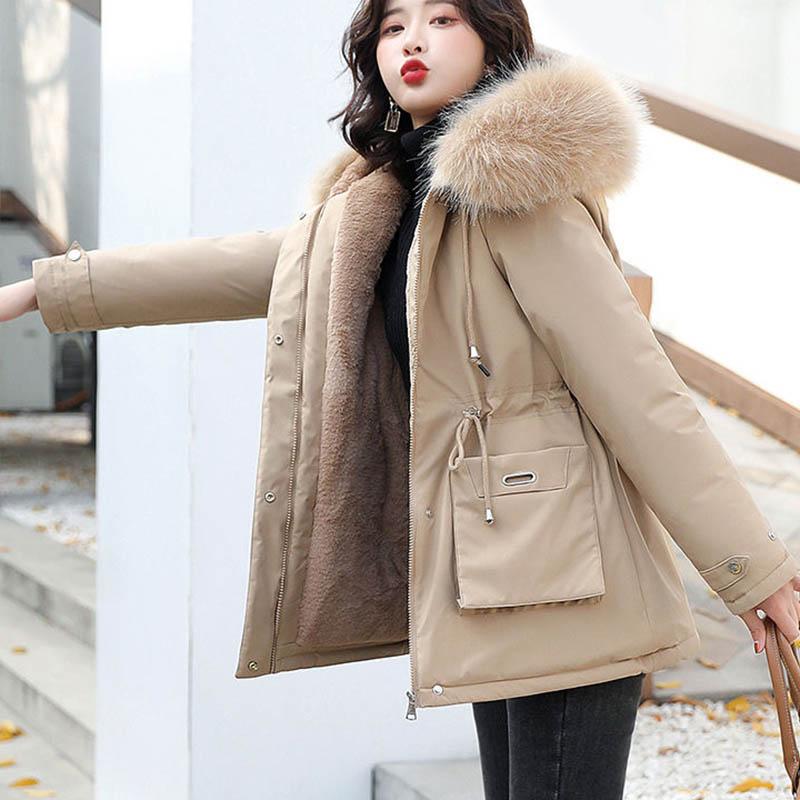 Pai Overcome Women's Padded Jacket Plus Velvet Thickening Was Thin In The Long Section Down Padded Jacket Short Winter Jacket