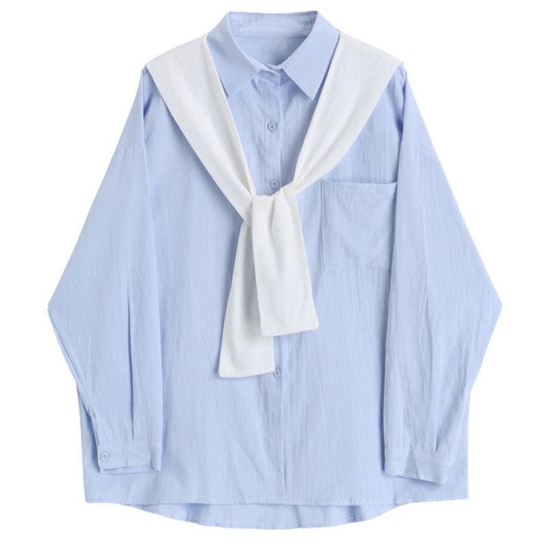 Solid Color Versatile Bottoming Shirt Schoolgirls Spring Korean Style Loose Lazy Wind Shirt Super Delivery Shawl