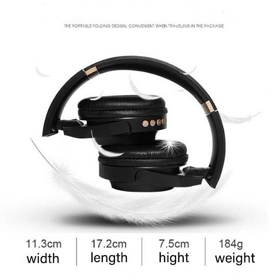 Wireless Headset Bluetooth Stereo Over Ear Foldable Headphone with Mic Soft Protein Padding Flexible