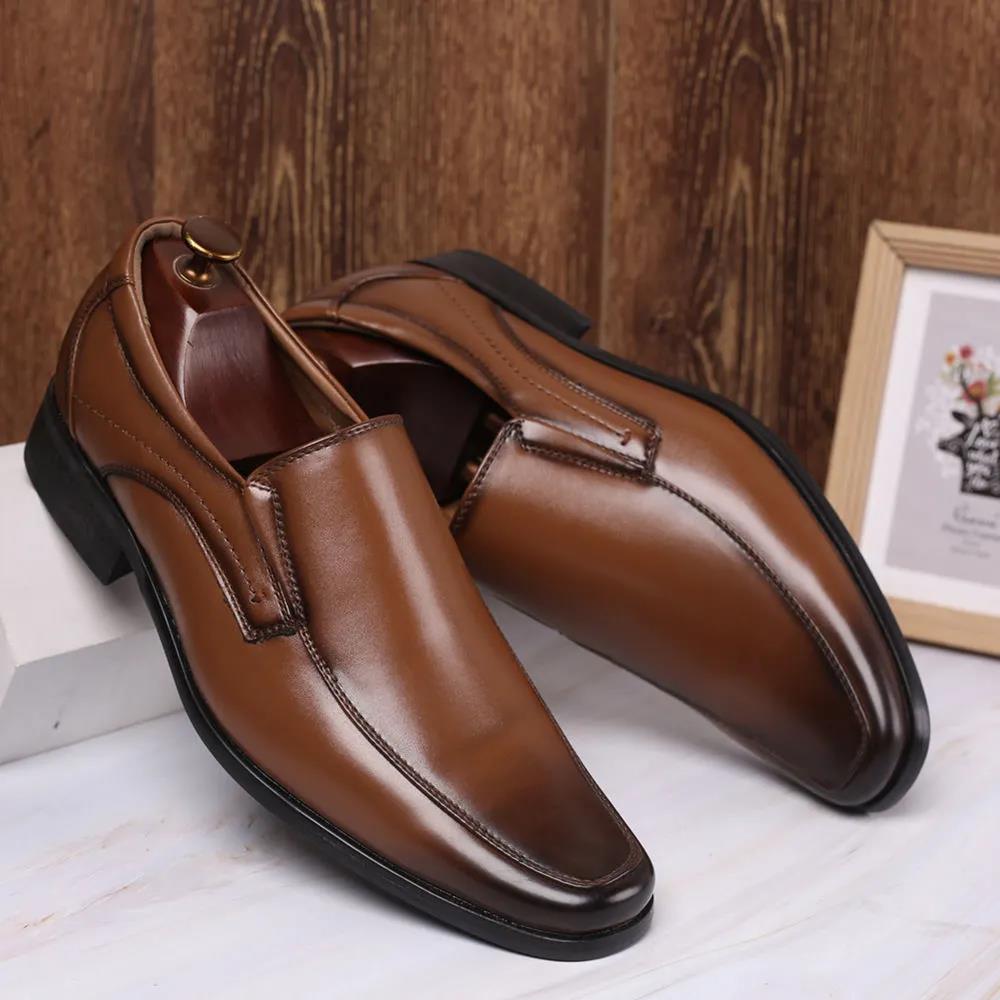 Vintage Design Men's Casual Leather Shoes High Quality Elegant Formal Wedding Casual Shoes Men Light Slip on Office Oxford