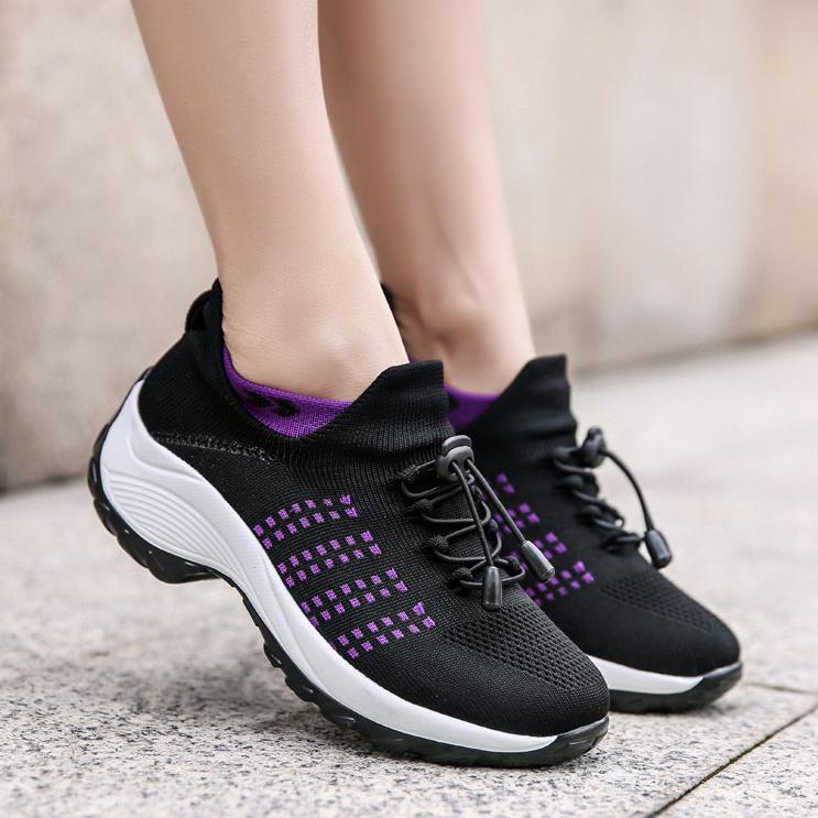 Women Flat Platform Shoes Women Non Slip Soft Sole Sneakers Breathable Mesh Tennis Ladies Sock Sneakers