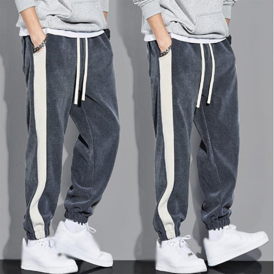 Corduroy Casual Pants Men's Solid Color Ins New Loose All-match Tide Brand with Drawstring Trousers