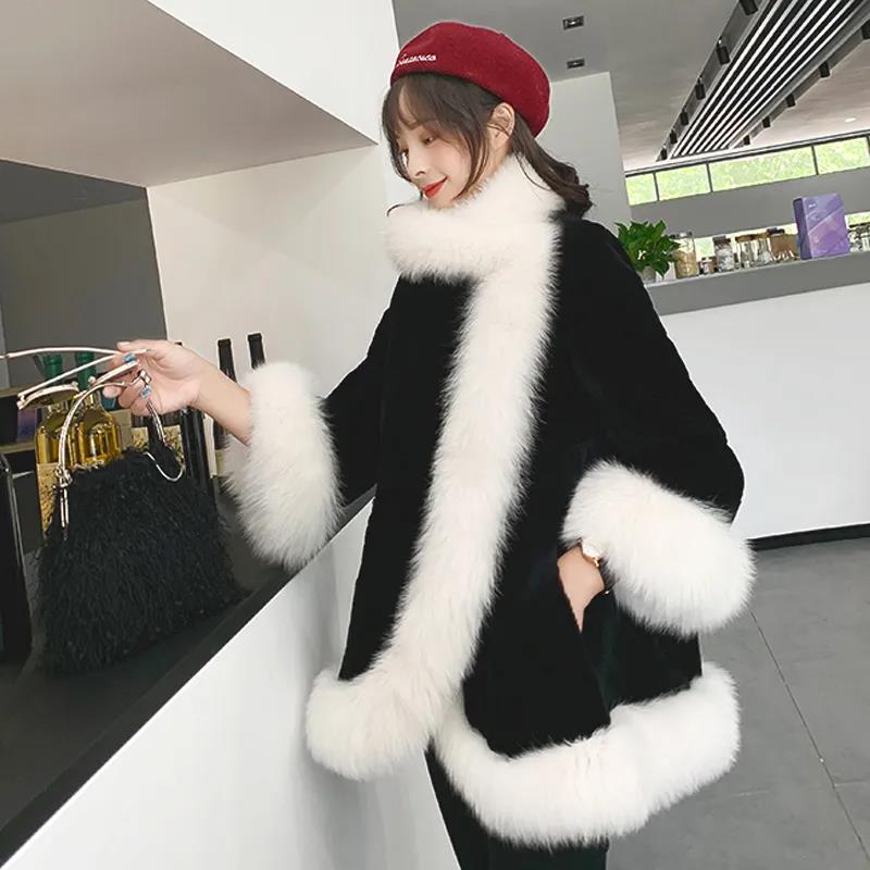 Winter Imitation Fox Fur Coat and Fur One Mid-length Plush Coat