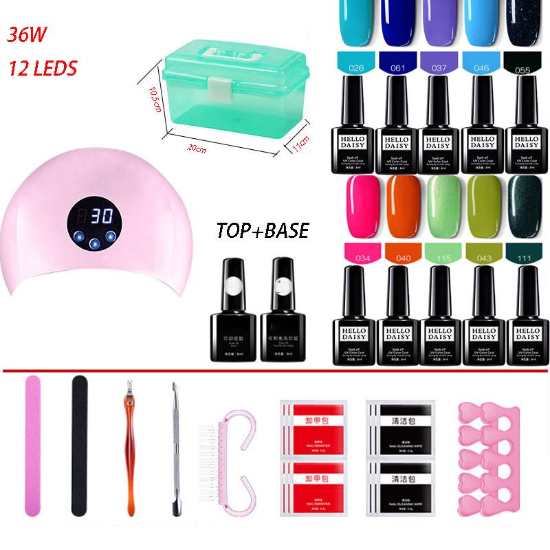 Nail Set 36W UV LED Lamp nail Dryer Nail Gel Polish Kit Manicure Set Nail Art Tools kit