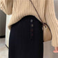 Knitted Half-length Skirt Autumn and Winter Female Korean Temperament Package Hip One-step Skirt Wild High-waisted Thin Mid-length A-line Skirt