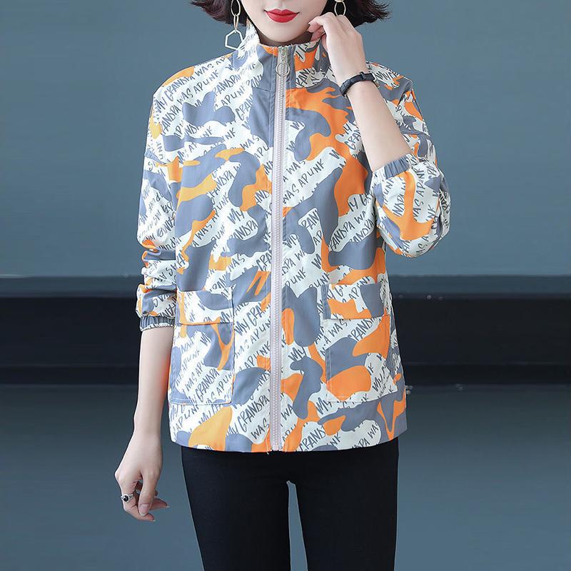 Women Windbreaker 2021 New Spring Autumn Short Coat Fashion Plus Size 3XL Stand-up Collar Ladies Jacket