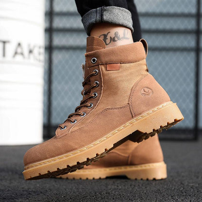 Men Boots Anti-Skidding Leather Shoes Men Autumn Winter Men Shoes Short Snow Boots Durable Outsole