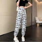 Chiffon Bloomers Women's Summer Letter Printing Graffiti Elastic Waist Loose-fitting Sports Casual Pants