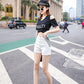 Korean Version of Denim Shorts Women Summer Plus Size Fat Girls Loose High Waist Wide Leg A- Pants Hip Pants