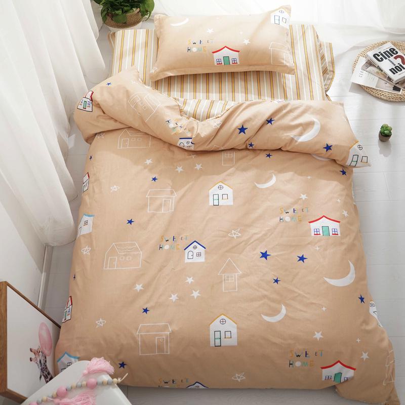 Bed Flat Sheet 100% Cotton Bedding Set Duvet Cover Pillowcase Quilt Cover Bedclothes