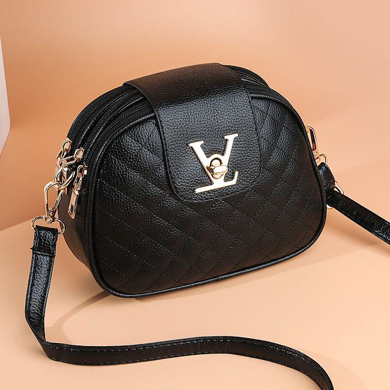 Spring and Summer Ladies One-shoulder Messenger Mini Bag Fashion Rhombus Female Bag Three-layer Bag Small Round Bag Female