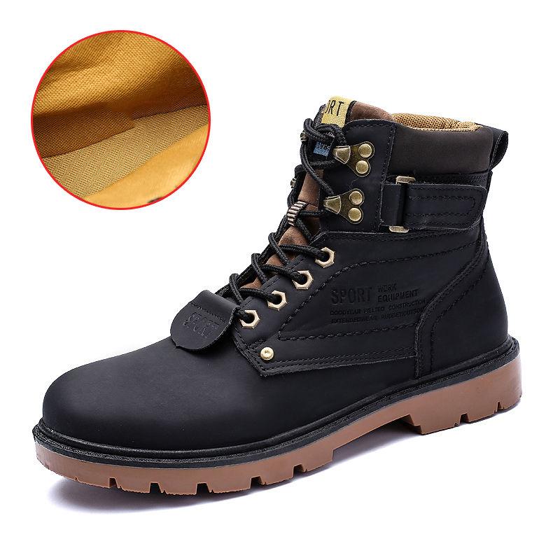 Men's Winter Leather Men Waterproof Snow Boots Leisure Boots Retro Shoes for Men Big Size 39-46