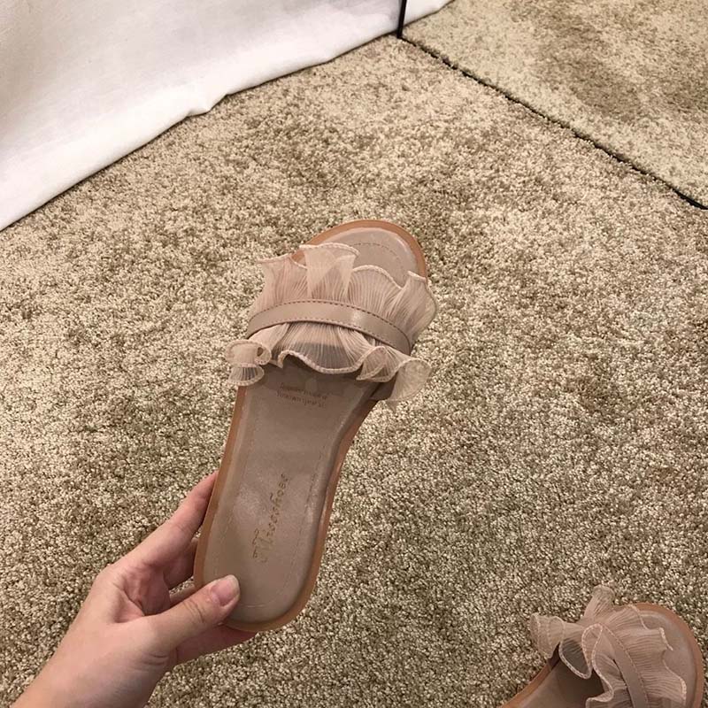 Slippers Women All-match Fashion Outer Wear Summer Flat Non-slip Sandals and Slippers Pregnant Women Soft Bottom Lace