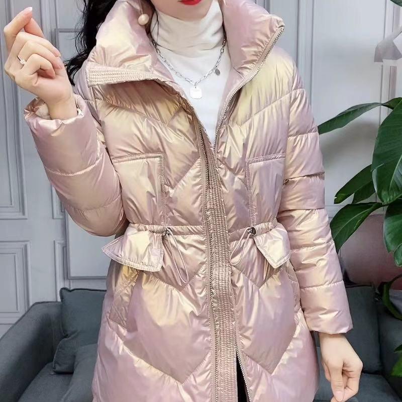 Waterproof Disposable Bright Face Down Padded Jacket Women's Winter Wear  Waist Short Slim Slimming Coat
