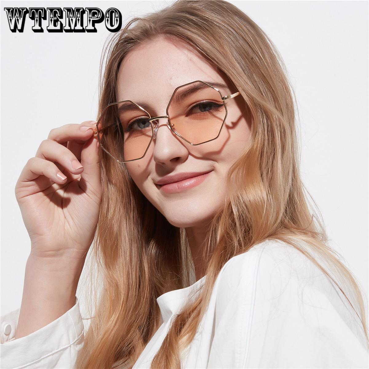 WTEMPO Square Sunglasses Women Rhombus Polygonal Colored Transparent Lens Sunglasses Popular Glasses