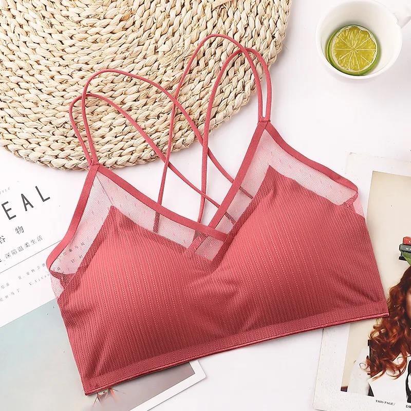 Graphene Ice Traceless Underwear Women's Bra Gathered Without Steel Ring Sports Sexy Lace Suspender Beautiful Back Woman