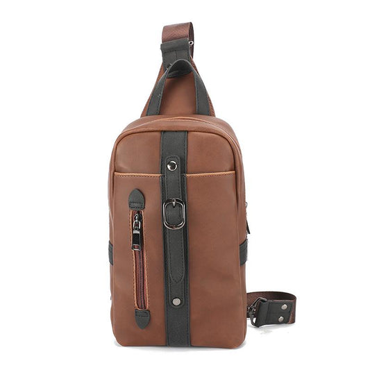 Chest Bag Men Large Capacity Multi-pocket Zipper Color Matching Shoulder Bag Outdoor Sports Pockets