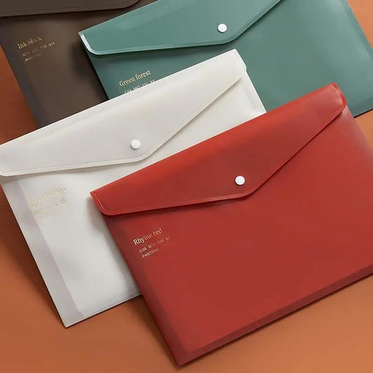 Four-color Mixed Document Bag A4 Snap Button Bag for Students with Test Paper Data Stationery Bag