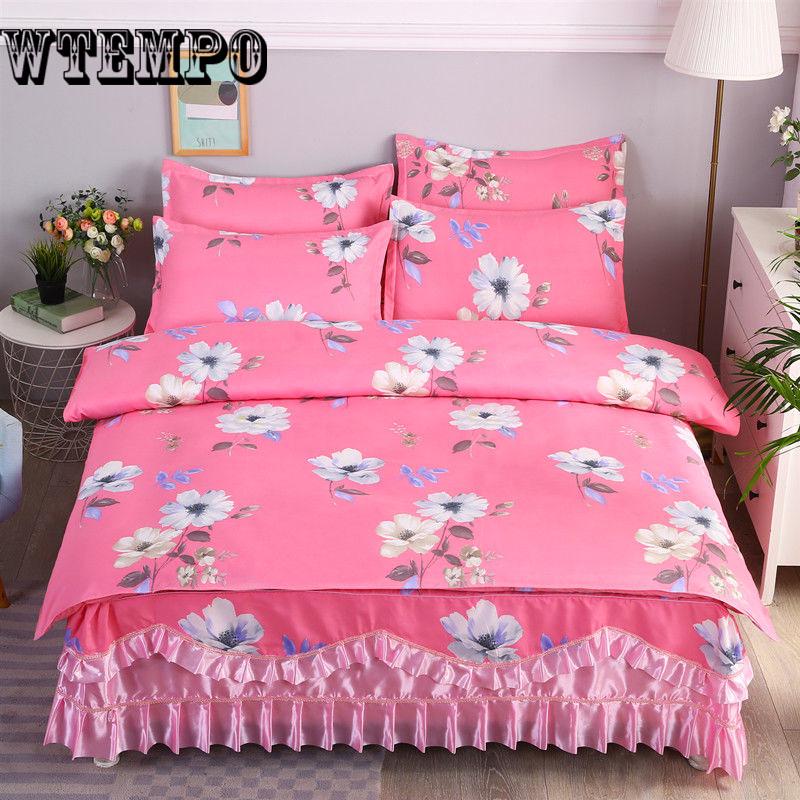 Luxury Bed Skirt Lace Bedspread Bedspreads Bed Sheet Set for Wedding Decorative Room Bedding