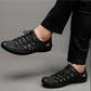 Men's Genuine Leather Breathable Leather Sandals Men's Casual Hollow Hole Shoes Non-slip Soft Sole Leather Sandals