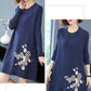 Autumn and Winter Loose Mid-length Dress Large Size Casual Printing Base Skirt Temperament Middle-aged Women Sweater Dress