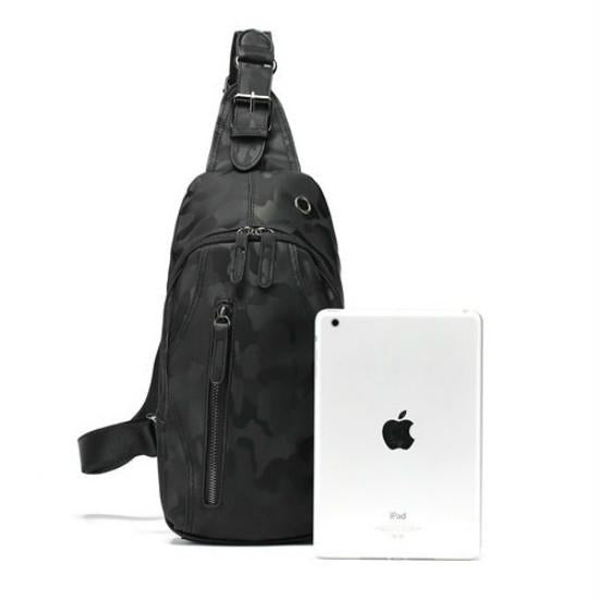 Chest Bag Men's Multi-layer Zipper with Headphone Hole Messenger Bag Outdoor Sports Shoulder Bag
