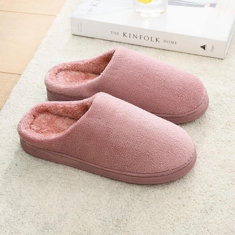 Cotton Slippers for Men and Women with Bag and Winter Home Warm Indoor Non-slip Fur Slippers