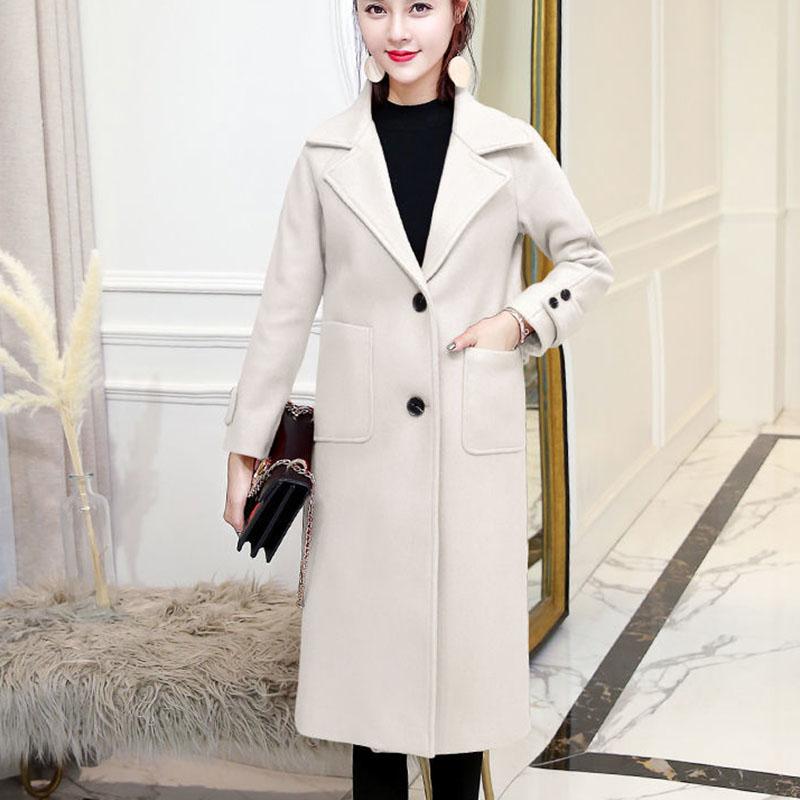 Woolen Coat Women's Mid-length Thickened Autumn and Winter Korean Loose Woolen Cloth Was Thin Winter Woolen Coat