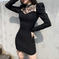 French Palace Style Puff Sleeve Dress Female Retro Temperament Low-cut Deep V Square Neck Sexy Bag Hip Skirt Was Thin