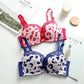 Ladies Sexy Lace Spotted Upper Thin Thicker Lower Thick Adjustable Pull-up Bra Comfortable Brassiere Gathered Bra Women's Bow Printed Underwear
