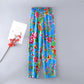 S-XXXXL Women's Spring Wide Leg Pants Summer Plus Size Printed Long Pants Autumn Elastic Waist Loose Trousers