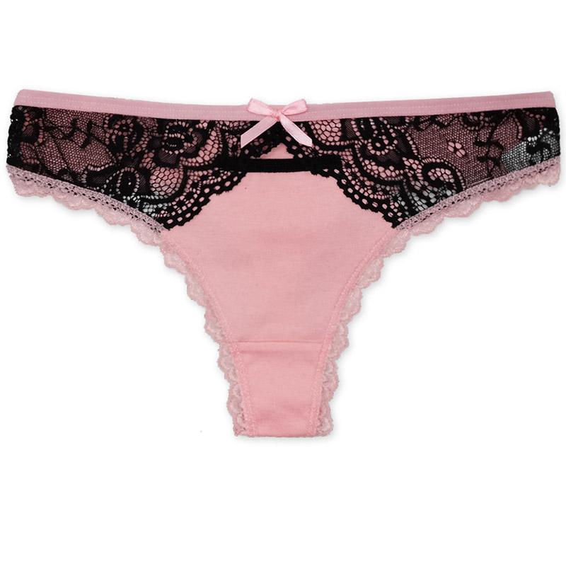6pcs/set of Pure Cotton Underwear Women T-back Sexy Fashion Plus Size Thong Lace Solid Color Underwear