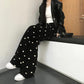 Drooping Loose Wide-leg Pants Women's Summer Heart Print Casual Pants Thin All-match High-waisted Straight-leg Pants Mopping Trousers