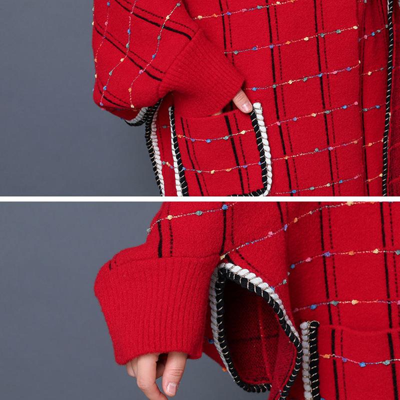 Women's Shawl with Sleeves Autumn and Winter Knitting Waterproof Mink Fleece Slim Slimming Outer Thick Plaid High-end Cloak Temperament Wrap