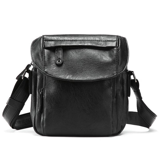 Business Briefcase Men Black Leather Large-capacity Anti-theft Shoulder Computer Mobile Phone Bag