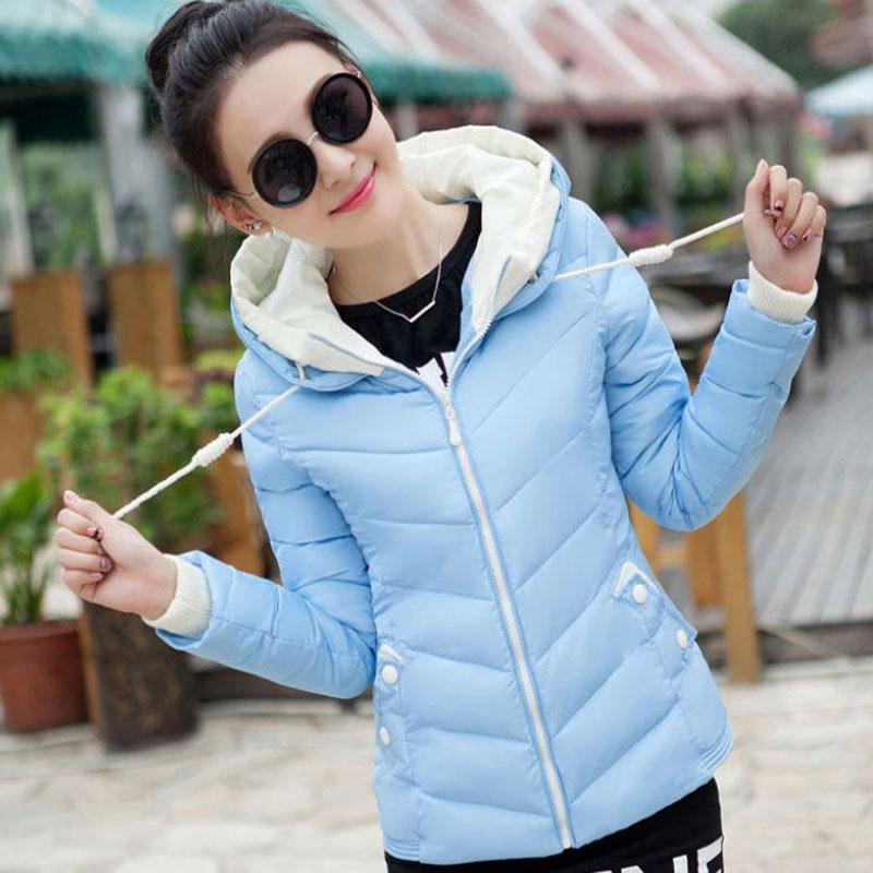 Down Jacket Winter Women's Self-cultivation Slimming Hooded Cotton-padded Jacket Thick Warmth Solid Color Cotton-padded Jacket