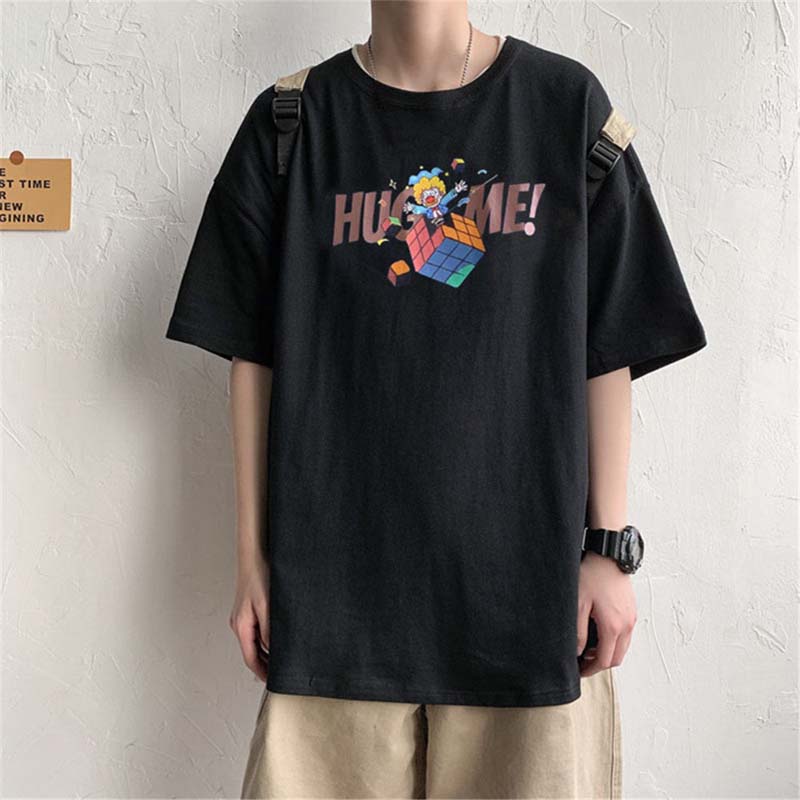Short-sleeved T-shirt Summer Boys Loose Print Round Neck Top