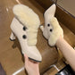 Winter Plush Velvet High-heeled Cotton Boots Thick-heeled Korean Women's Boots with Rhinestone Heel Buckle Shoes