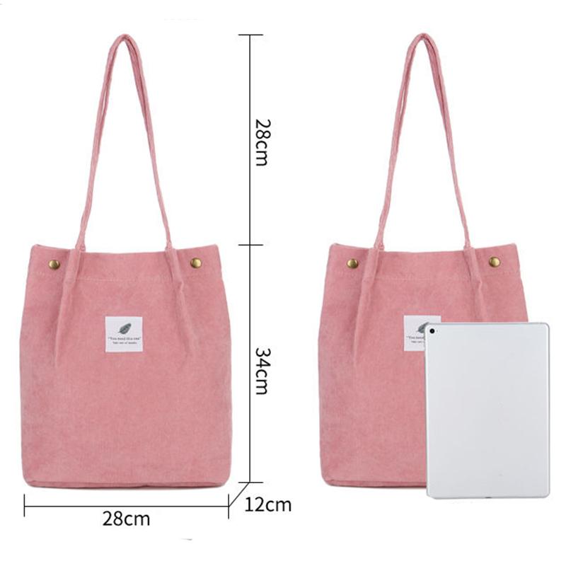 Bags Women  Corduroy Shoulder Bag Reusable Shopping Bags Casual Tote Female Handbag