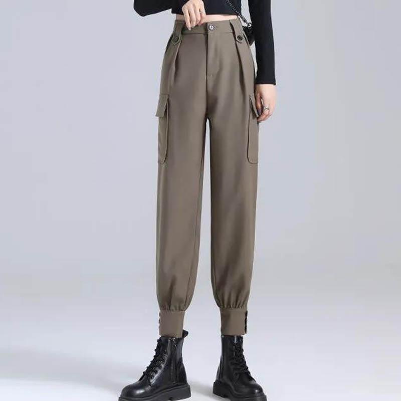 Plus Velvet Thickening Plus Size Women's Winter High Waist Casual Loose All-match Tooling Women's Corset Pants Women Were Thin