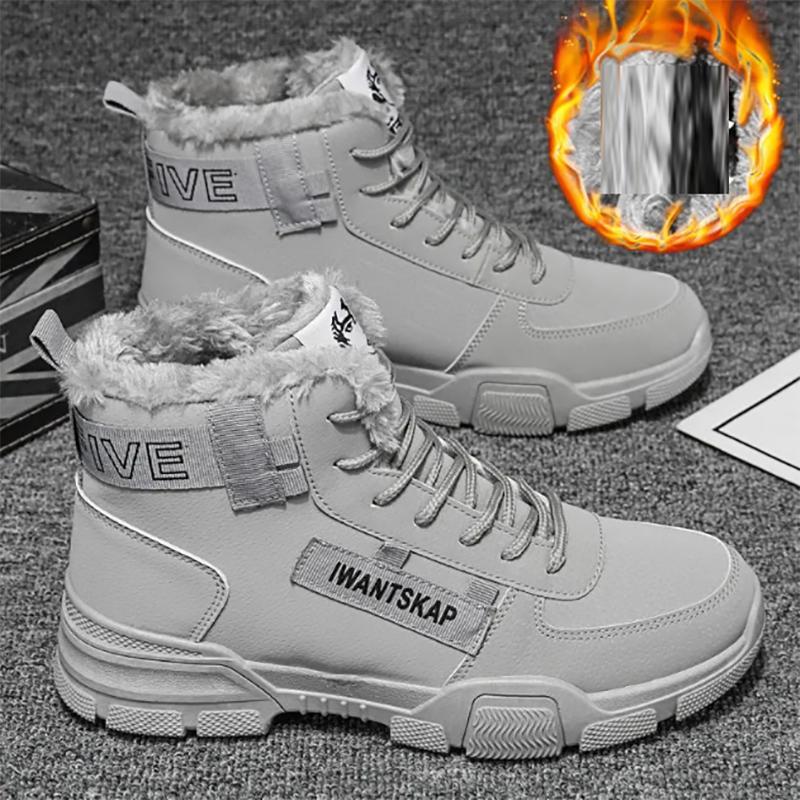 Autumn Martin Boots Men's Casual High-top Shoes Tooling Boots Plus Velvet Warm Cotton Shoes Waterproof Men's Shoes
