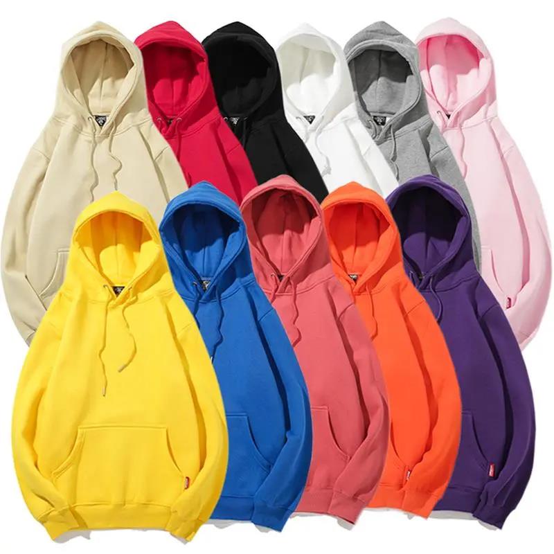 Pure Color Simple Hooded Plus Velvet Sweater Couple Thickened Hoodies Autumn and Winter Student Jacket Tide