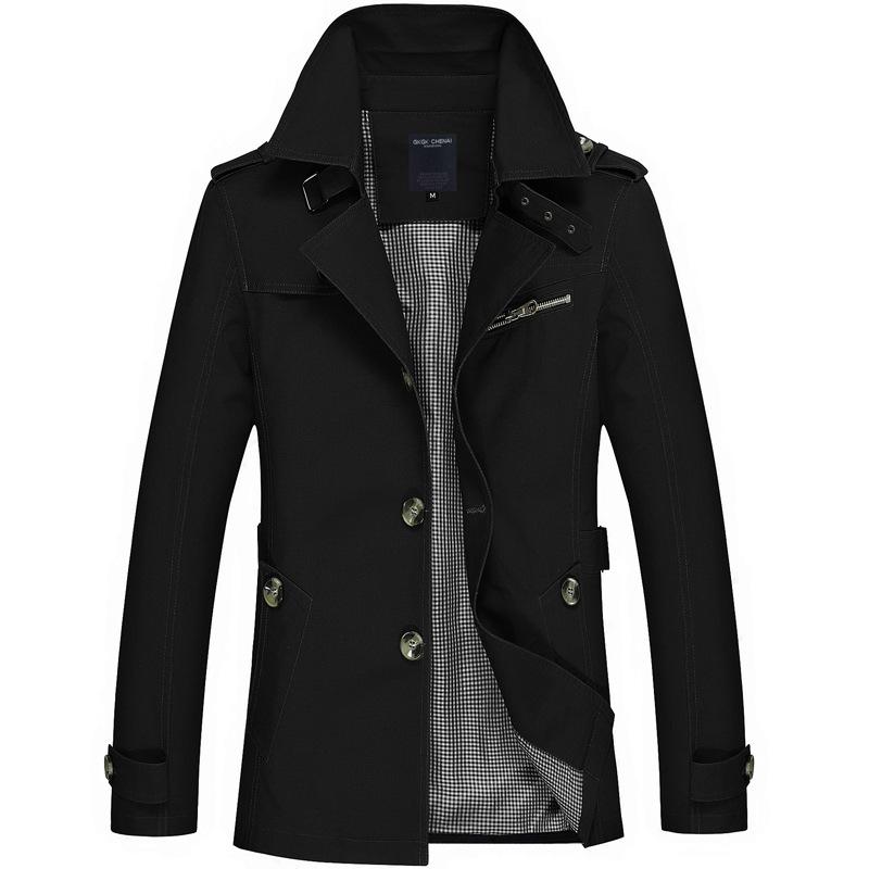 Fashion Trench Coat for Men Spring Autumn Casual Solid Cotton Plus Size Jackets Zipper Button Design Male Casual Jacket and Coat