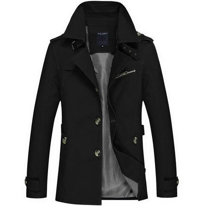 Fashion Trench Coat for Men Spring Autumn Casual Solid Cotton Plus Size Jackets Zipper Button Design Male Casual Jacket and Coat