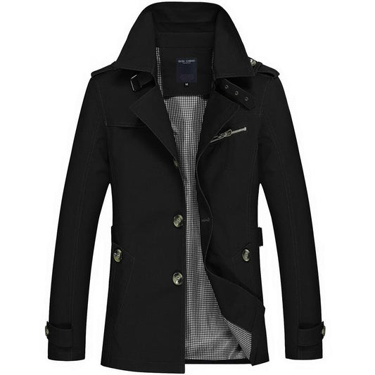 Fashion Trench Coat for Men Spring Autumn Casual Solid Cotton Plus Size Jackets Zipper Button Design Male Casual Jacket and Coat
