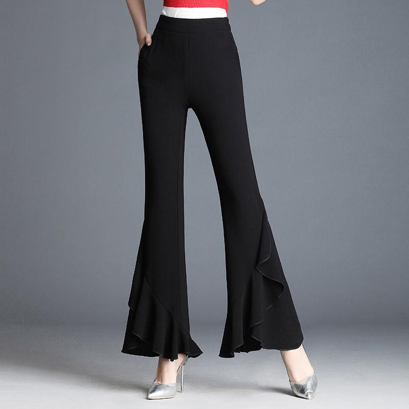 WTEMPO Summer Women Casual Ladies Flare Long Pants  Bell Bottoms Large Size M-XXXL Trousers