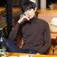 Men's Sweater Clothes Autumn and Winter Sweater Thin Section High Round Collar Plush Shirt